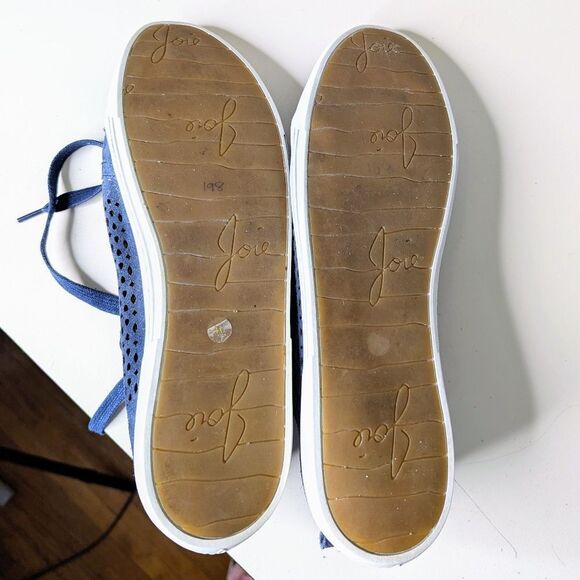 Joie Navy Blue Perforated Leather Lace Up Sneakers Size 9 40 - Picture 12 of 12
